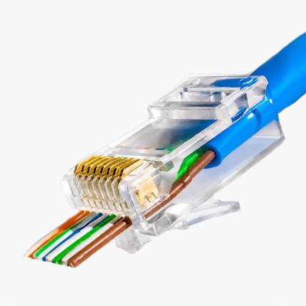 سوکت شبکه میان گذر (ته باز) UTP CAT6 بسته 100 تایی